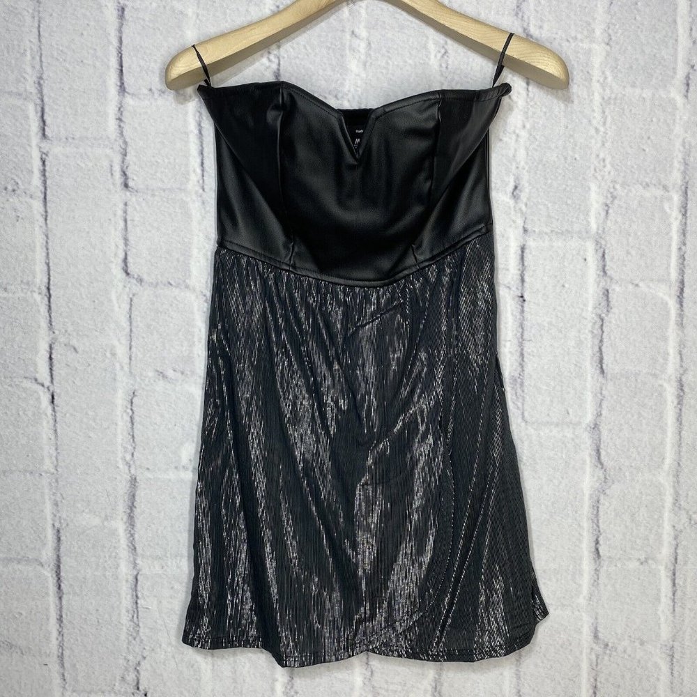 Hurley Polina Black Strapless Faux Leather Cocktail Dress Womens Size M A8804-00